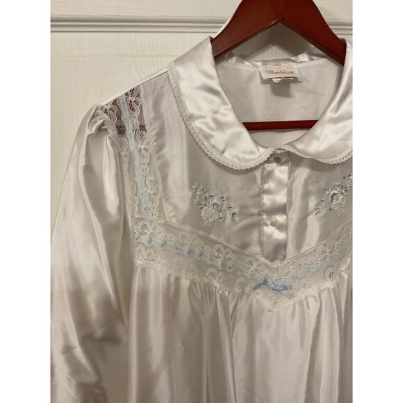 Barbizon Vintage Floral Embroidered Peter Pan Collar Lace Nightgown, L - Picture 3 of 6